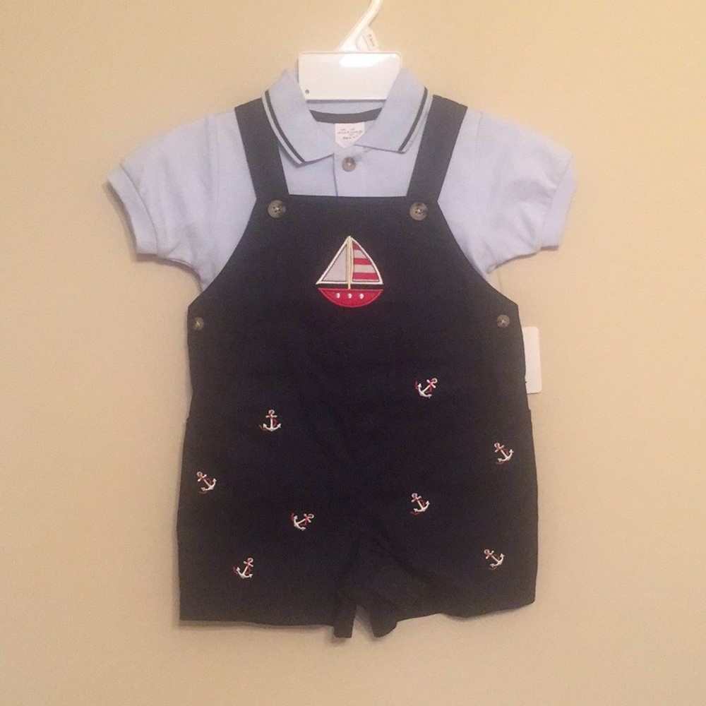 Nautical Toddler Overall Outfit